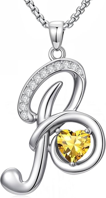Christmas Gifts for Women Alphabet A to Z Initial Birthstone Pendant Necklaces for Women - 18k White Gold Plated Personalized Name Jewelry Valentine Mothers Day Birthday Gifts for Women Her Girlfriend