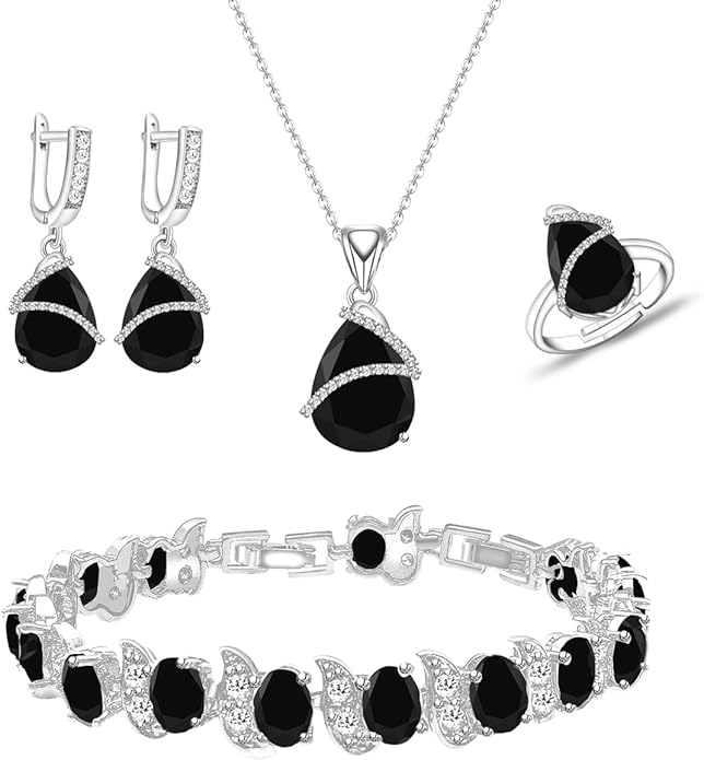 ZCGJWE Wedding Jewelry Set for Women Gem Necklace Earrings Bracelet Luxury Jewelry Set Birthday Valentine's Day Mother's Day Christmas Prom Jewelry Gift