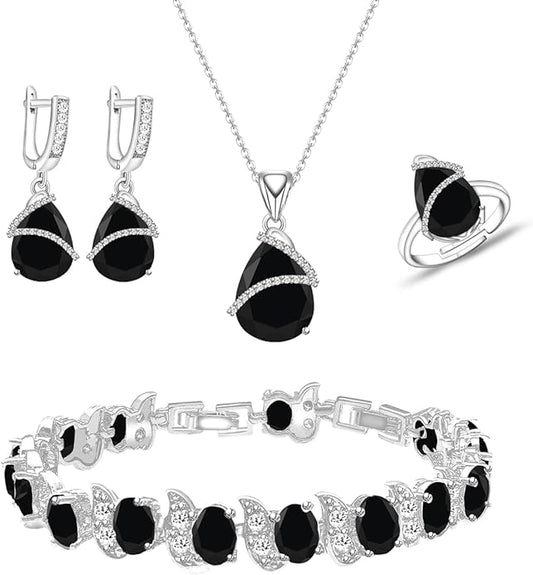 ZCGJWE Wedding Jewelry Set for Women Gem Necklace Earrings Bracelet Luxury Jewelry Set Birthday Valentine's Day Mother's Day Christmas Prom Jewelry Gift