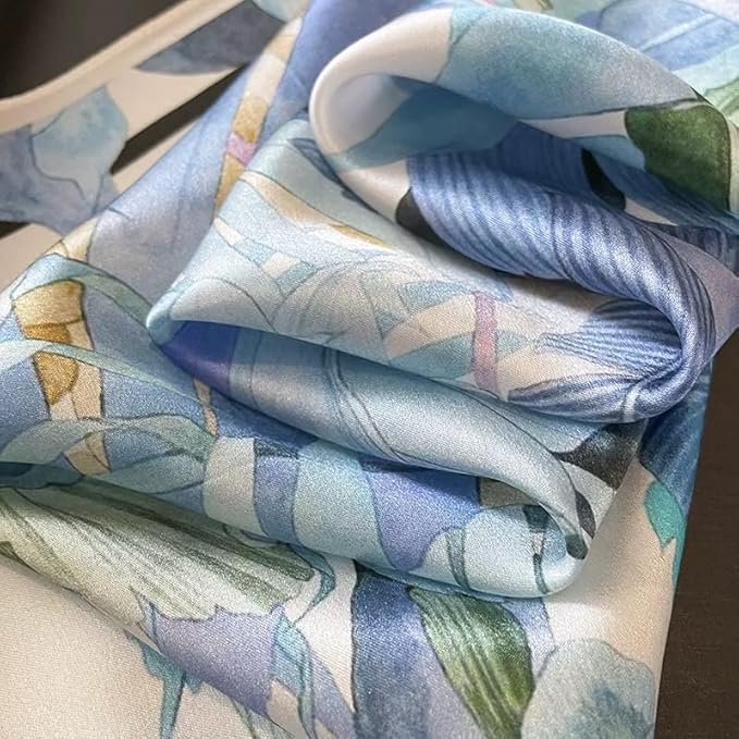ANDANTINO 100% Mulberry Silk Square Scarf for Hair-25.6" X25.6'' Women Men Natural Silk Neckerchief Digital Printed Headscarf