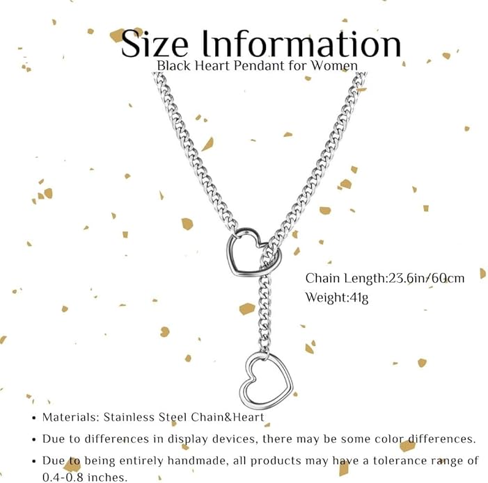 Artmiss Statement Chain Necklace Thick Link Choker with Heart Pendant Heavy Stainless Steel Industrial Unisex Statement Jewelry Gift for Women Men