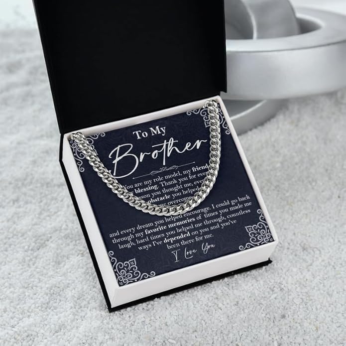 KOLMALK Brother Necklace - Cuban Link Chain Necklace for Men, To My Brother Gift from Sister for Birthday, Anniversary or Christmas