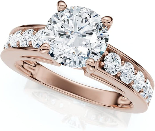 P3 POMPEII3 Pompeii Certified 3Ct Diamond Engagement Ring Cathedral 14k Gold Lab Grown (G/H,VS2-SI1)