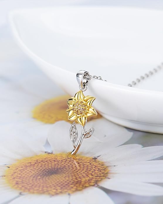 Tarsus Sunflower Necklace, You are My Sunshine, Sunflower Gifts Ideas for Women, Inspirational Gifts for Women Teen Girls Birthday Christmas Valentines Day