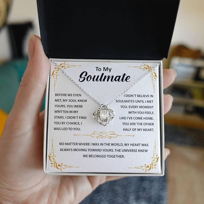 To My Beautiful Soulmate Necklace Romantic Gift for Girlfriend Wife With Message Card & Gift Box, Perfect for Anniversary Birthday Christmas or Valentine’s Day