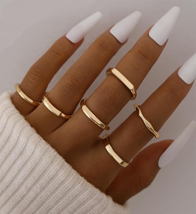 iF YOU 25 Pcs Gold Knuckle Ring Set for Women, Chunky Stackable Finger Midi Rings, Silver Simple Stacking Cute Rings Pack Trendy Stuff Jewelry Gift