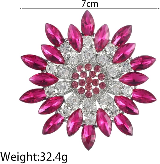 Rhinestone Large Flower Brooches Pins for Women Fashion Sparkly Crystal Sunflower Statement Brooch Unique Wedding Party Suit Dress Jewelry Accessories
