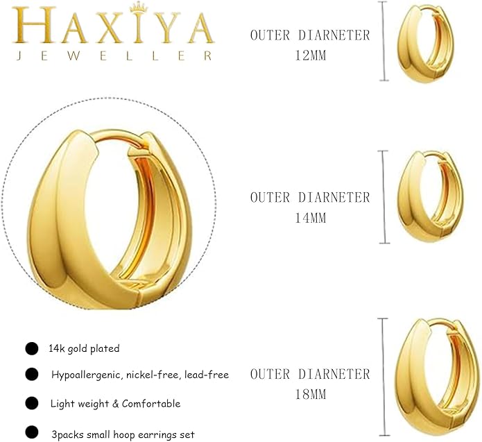 14K Gold Plated Hoop Earrings for Women Triple Huggie Illusion Stud Earring | Double Huggie Hoop Earrings for One Hole | Claw Ear Cuff Earring Jewelry Gift for Women
