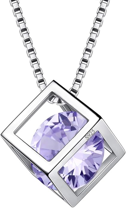 Aurora Tears Birthstone Necklace/Earring 925 Sterling Silver Women Cross/3D Cube/Cresent Moon Birth Stone Jewelry Mens Birthday Gift Anniversary Present