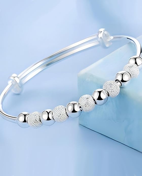 S925 Silver Bangle Bracelet for Women, Elegant Women‘s Sterling Silver Bracelet Bangle Adjustable 6.4-7.8 inches Small Size