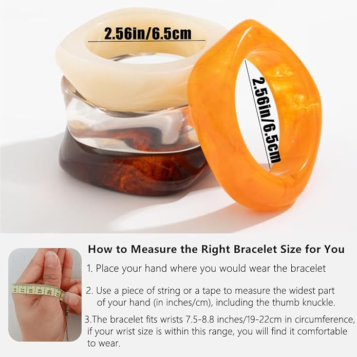 Acrylic Chunky Bangle Bracelets for Women, Irregular Punk Acrylic Resin Bangle Geometric Cuff Wide Wristband Bracelet Fashions Thick Acetate Statement Jewelry Set