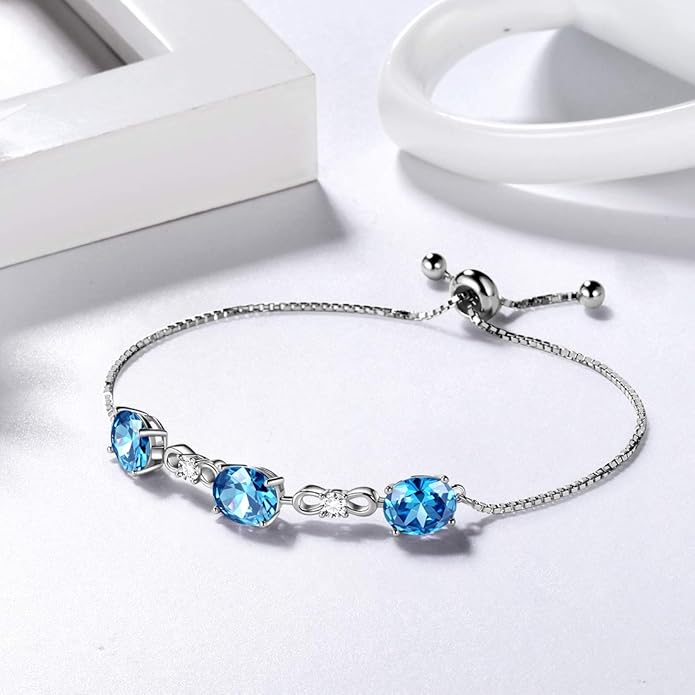 Aurora Tears 925 Sterling Silver 12 Birthstones Necklace/Earring/Ring/Bracelet Women Birthstone Pendant Crystal Fashion Birthday Jewelry Christmas Gift for Girls Women