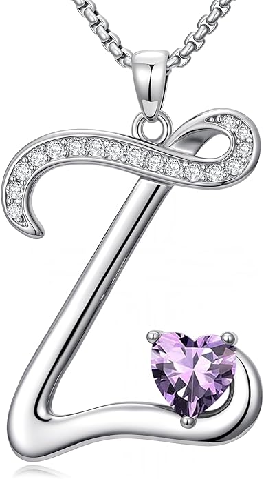 Christmas Gifts for Women Alphabet A to Z Initial Birthstone Pendant Necklaces for Women - 18k White Gold Plated Personalized Name Jewelry Valentine Mothers Day Birthday Gifts for Women Her Girlfriend