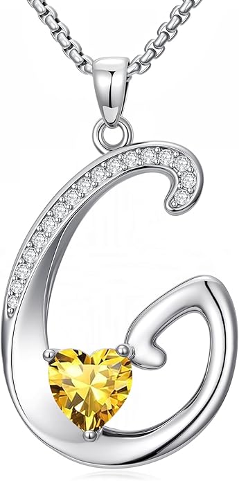 Christmas Gifts for Women Alphabet A to Z Initial Birthstone Pendant Necklaces for Women - 18k White Gold Plated Personalized Name Jewelry Valentine Mothers Day Birthday Gifts for Women Her Girlfriend