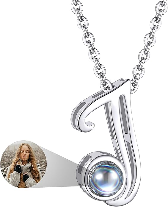 Custom4U Personalized Initial Picture Necklace for Women, Projection Necklace with Picture Inside, Gold/Silver Letter Pendant Necklace, Custom Photo Gifts for Mom Wife Birthday Valentines