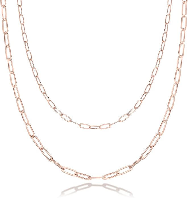 PAVOI 14K Gold Plated Dainty Layering Necklaces for Women | Snake Chain, Curb Link, Paperclip Layered Chains | Trendy Layering Necklace