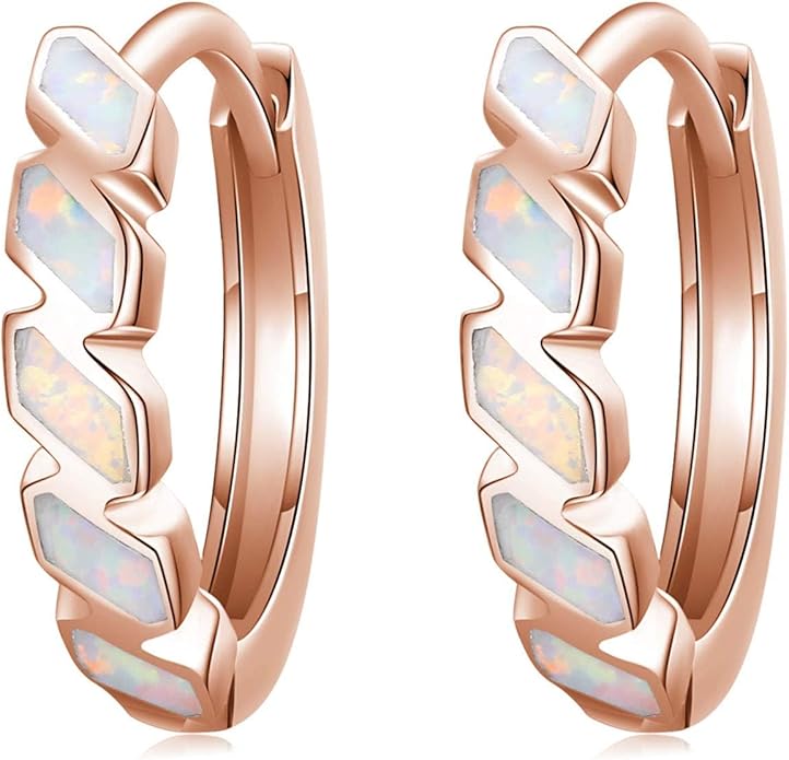 Small Hoop Earrings for Women 925 Sterling Silver Huggie Hoop Opal Earrings Hypoallergenic Earring Jewelry Gifts