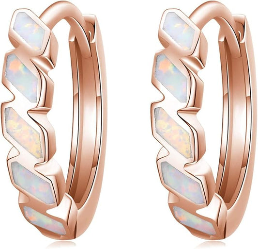 Small Hoop Earrings for Women 925 Sterling Silver Huggie Hoop Opal Earrings Hypoallergenic Earring Jewelry Gifts