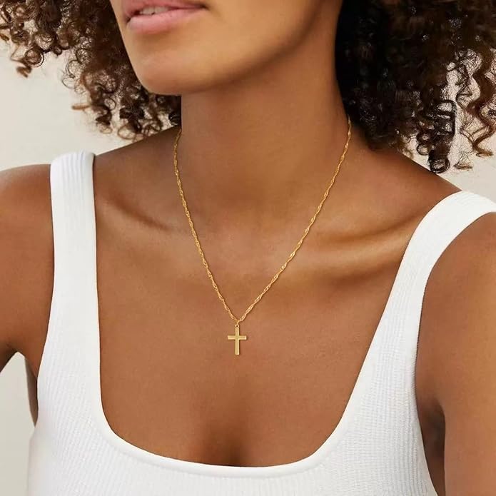 Cross Necklace for Women Dainty 14K Real Silver Gold Plated Layered Cross Pendant Necklace Stack Simple Trendy Cute Charm Choker Necklaces Jewelry Gift for Women Teen Her