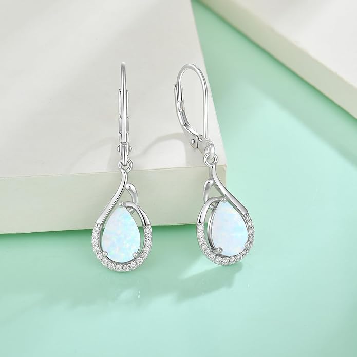 Starchenie Teardrop Dangle Drop Earrings 925 Sterling Silver Pear Birthstones Leverback Earrings Gift for Women