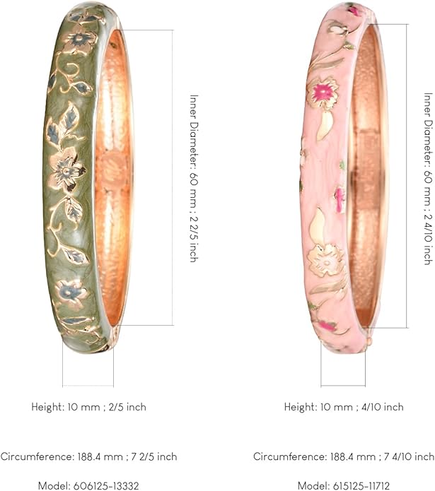 UJOY Cloisonne Bracelet Butterfly Hinge Indian Cuff Bangle Enameled Jewelry Flower Bracelets for Women Gift Box 55A114
