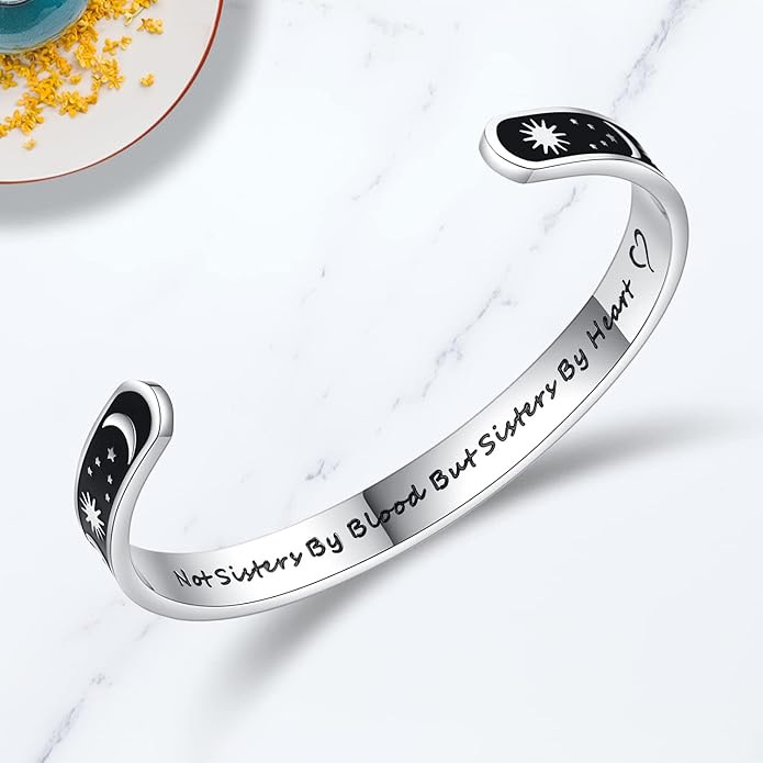 TONY & SANDY Inspirational Bracelets for Women Teen Girls Personalized Gifts for Daughter Granddaughter Mom Sister Friends Stainless Steel Engraved Cuff Birthday Easter Christmas