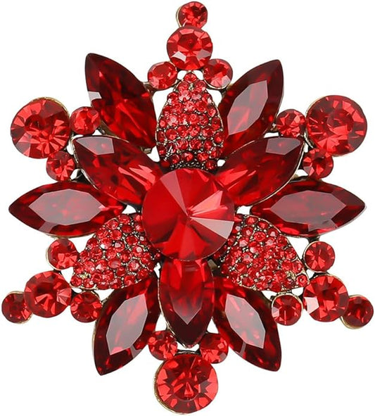 Vintage Crystal Rhinestone Flower Brooch Pin Premium Rhinestone Large Blossom Brooch Collar Pin Bridal Wedding Dress Jewelry Accessories for Women