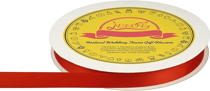LEEQE Double Face Red Satin Ribbon 1/2 inch X 50 Yards Polyester Red Ribbon for Gift Wrapping Very Suitable for Weddings Party Hair Bow Invitation Decorations and More