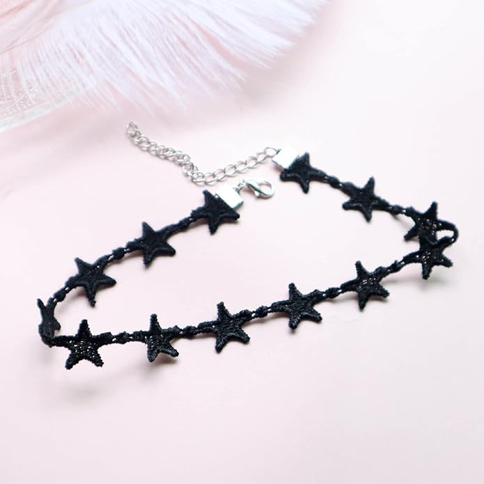 Nova&Aria Chokers Set For Women Heart Choker Necklaces Flower Pendant Velvet Cute Pink Turquoise Blue White Black Choker Necklace Christmas Colorful Lace Chokers