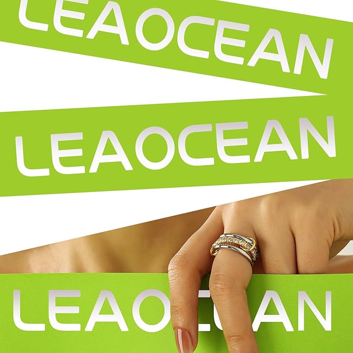 Leaocean Gold Stackable Rings for Women CZ Wedding Band Rings 18k Gold Plated Cubic Zirconia Rings, Silver Gold Multi Ring Mixed Metals Stack Rings Set