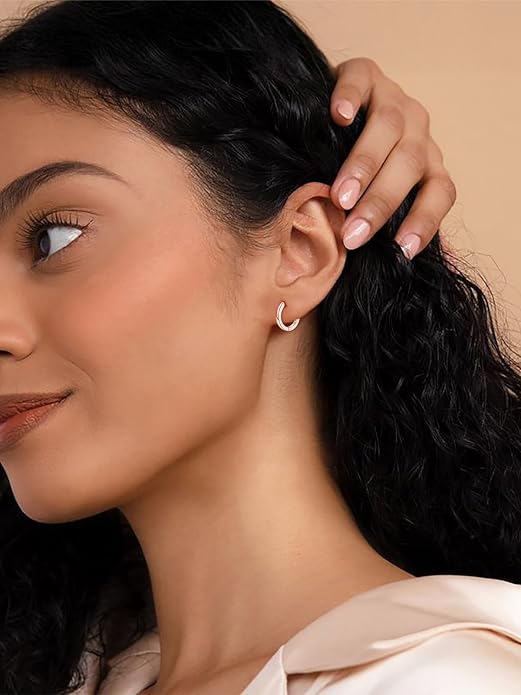 Silvora 925 Sterling Silver Small Hoop Earrings for Women Huggie Earrings Hypoallergenic Cartilage Earrings Tiny Hoops 6mm/8mm/10mm/12mm/14mm/16mm/18mm/20mm