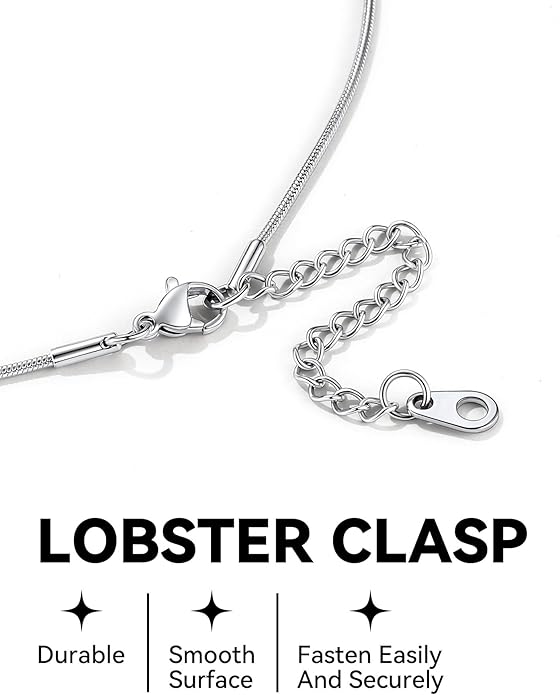 ChainsHouse Snake Chain Necklace for Women 1.2mm, 18-30" Adjustable with 5cm Extender for Pendants Lockets, Rose Gold/Stainless Steel/Black/14K Gold Hypoallergenic Dainty Jewelry Gift