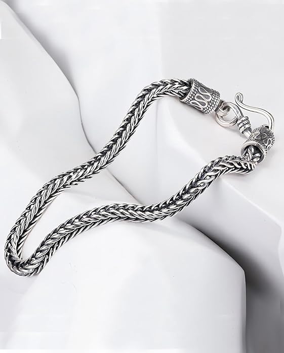 Italian Handmade Sterling Silver Mens Bracelets | Solid S925 Chain Bracelets for Men | Men's Silver Bracelet Gift for Dad, Boyfriend, Son, My Man