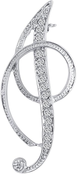 LiaSun A-Z 26 Letters Pins Brooches Silver Plated Metal Broaches Pins-Clear Crystal Initial Breastpin