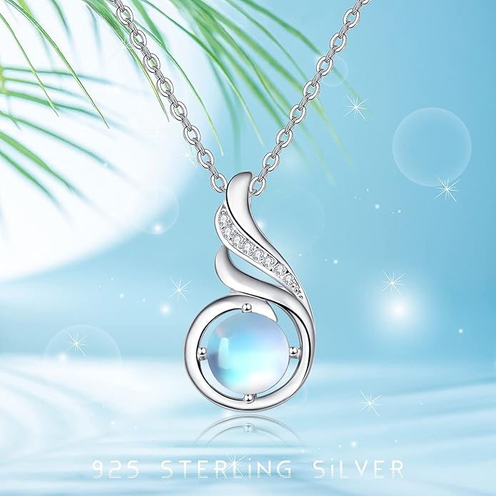 TANGPOET Birthstone Gemstone Necklaces for Women 925 Sterling Silver Dainty Pendant Jewelry Valentines Mothers Day Christmas Birthday Gifts for Mom Girlfriend Wife Daughter