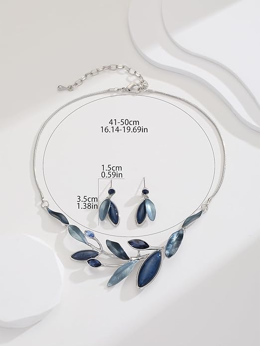 Vintage Chunky Statement Jewelry Set Retro Leaf Floral Geometric Bohemian Boho Bib Necklace Earring Set Fashion Costume Jewelry for Women Girls Wedding Party Prom Unique Gift