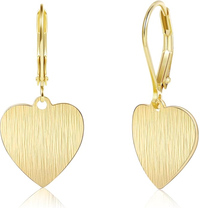 14K Gold Dangle Earrings for Women，Lightweight Circle Disc Coin Geometric Flat Brushed Drop Earrings, Hypoallergenic Leverback Earrings S925 Jewelry