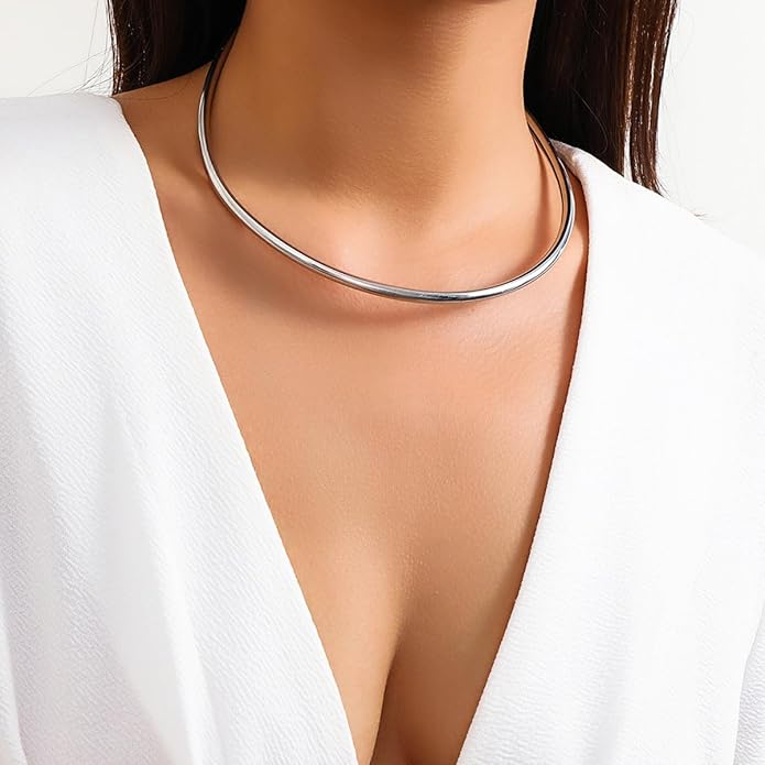 Gold Collar Necklace for Women Trendy African Jewelry Minimalist Statement Choker Metal Jewelry Gifts for Parties, Evenings, and Everyday Wear