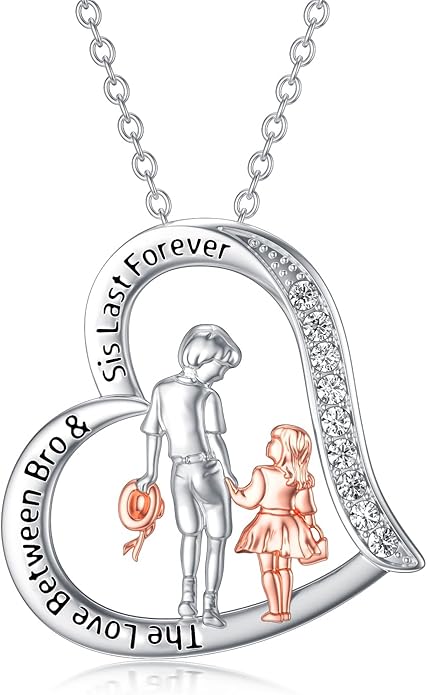 AOBOCO Gifts for Sister 2 3 Sisters Necklace for Women Sterling Silver Sister Crystal Pendant Jewelry Birthday Christmas Gifts for Friend Female Friendship Lasts Forever
