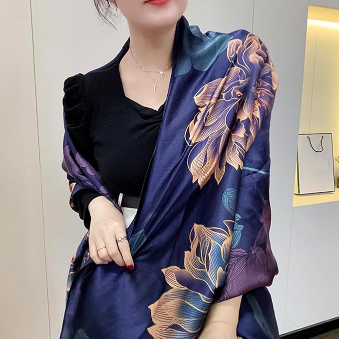 Clysoru Silk Scarf For Women Hair Scarves Lightweight Satin Elegant Shawl Wraps Bufanda Mujer Fashion Accessories 70.8"X35.4"