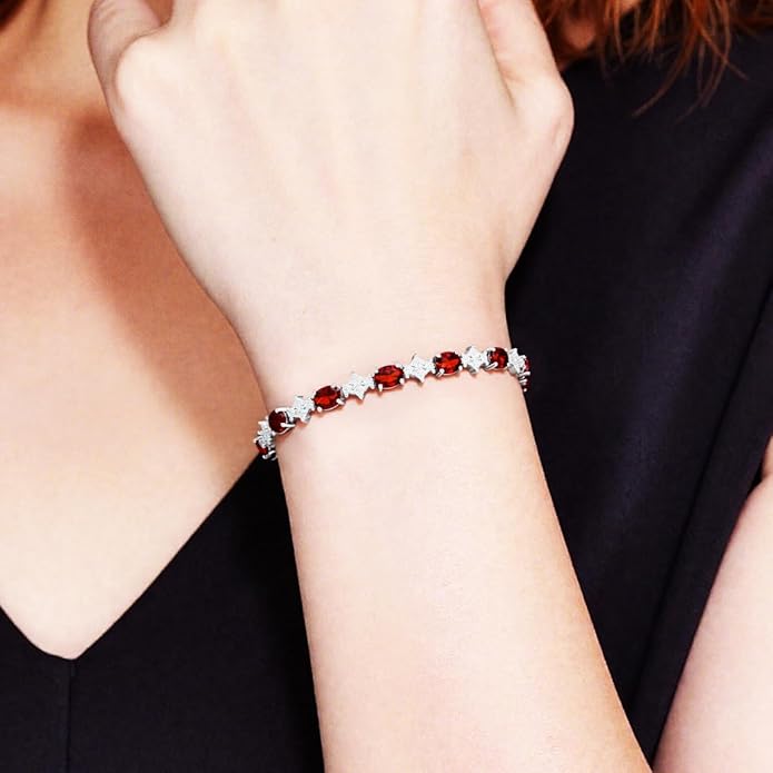 Tennis Birthstone Bracelets Sterling Silver Bracelets Charm Jewelry Birthday Gifts for Women,Girlfriend,Wife,Mom - Graduation, Friendship,Birthday, Anniversary