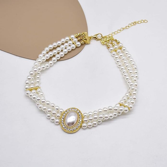 BABEYOND Round Imitation Pearl Choker Necklace Multi Strands Choker 20s Flapper Necklace Accessories for Gatsby Themed Party