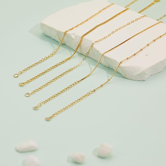 Gold Bracelets for Women Trendy,14K Gold Plated Dainty Stackable Paperclip Cuban Link Chain Bracelets, Simple Cute Cuff Bracelets Jewelry Set Adjustable 7"+2"