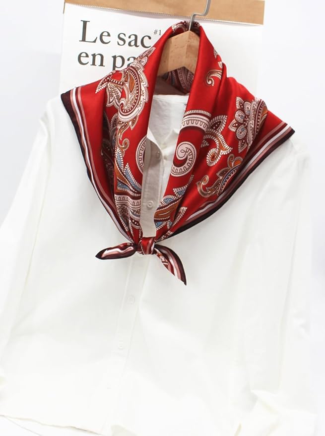 ANDANTINO 100% Mulberry Silk Square Scarf for Hair-25.6" X25.6'' Women Men Natural Silk Neckerchief Digital Printed Headscarf