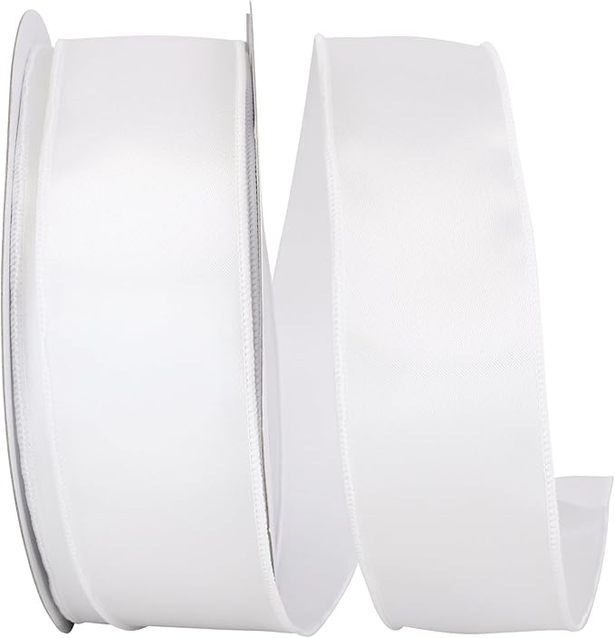 Reliant Ribbon 92575W-030-40K Satin Value Wired Edge Ribbon, 2-1/2 Inch X 50 Yards, White