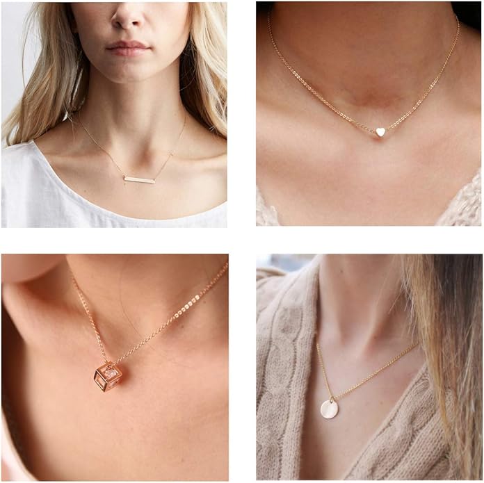 Starain 12Pcs Layered Choker Necklace Fashion Multilayer Chain Necklace Simple Gold Necklace Set for Women