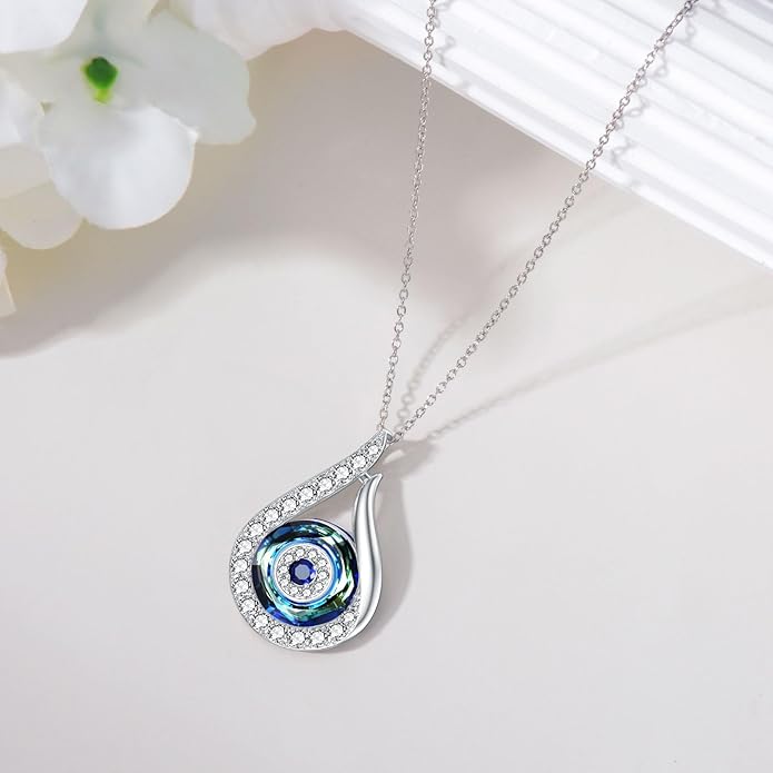 PELOVNY Evil Eye Necklaces 925 Sterling Silver Nazar Eye Protection Necklace Amulet Jewelry Gifts for Women