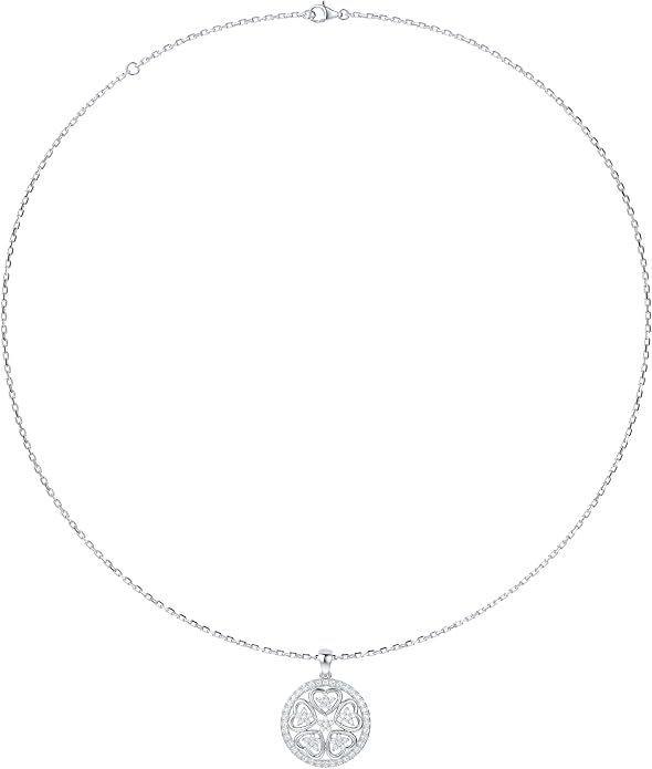 THELANDA Genuine Moissanite Sterling Silver Fashion Modern Family Hearts Together Pendant Necklace, Adjustable 18-20 Inch Chain with Lobster Clasp, Elegant Jewelry Gift for Women
