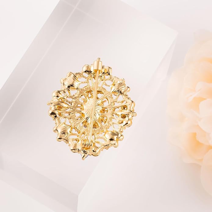 LAXPICOL Vintage Clear Austrian Crystal Brooch Pin for Women Elegant Wedding Bridal Brooches Broach Pin 1.69"*1.39"