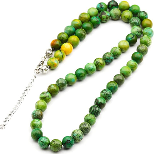 Natural Green Turquoise Beaded Choker, Genuine Green Crystal Necklace, Fancy Gemstone Choker, 8mm Beads, Fashion Jewelry, Healing Crystal Chakra Necklace, Durable Stone Necklace, Sagittarius Necklace
